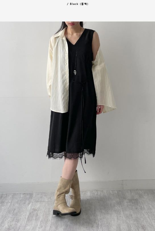 Akaya Satin Lace Long One Piece