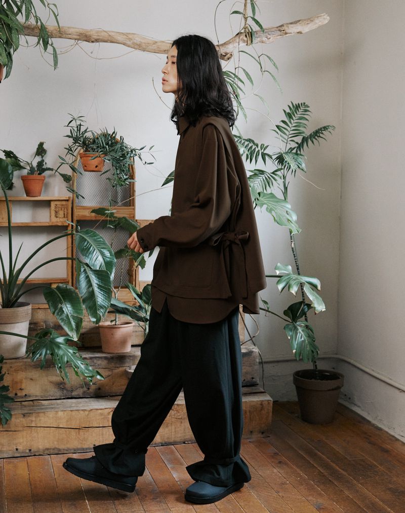 unisex strap balloon pants black
