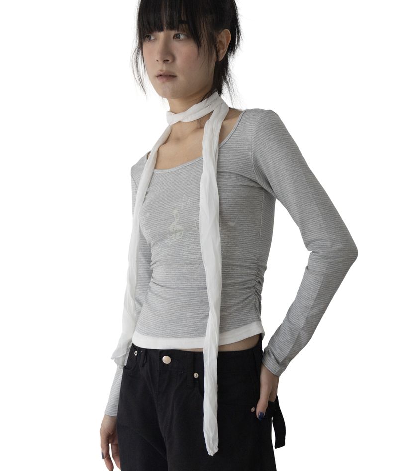 Uta Scarf Shirring T-Shirt