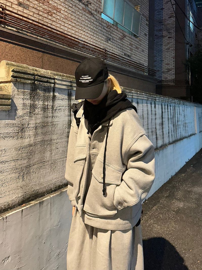 Warm hooded knit zip-up