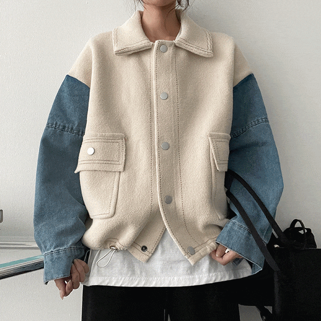 hijjoo（ハイチュー）の「Soft Thick Denim Mixed String Collar Jacket（Jackets/Outerwear）」