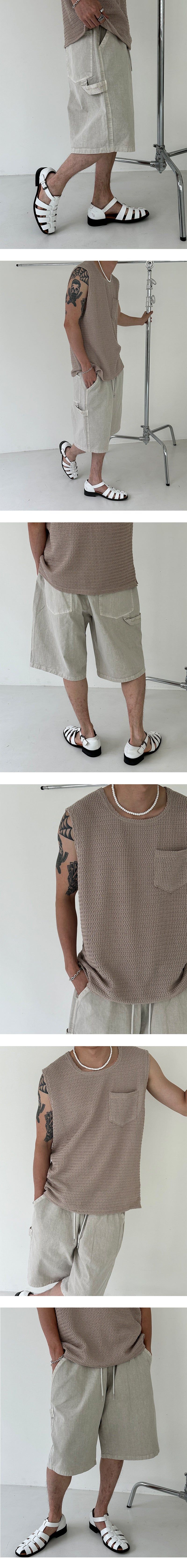 [S/S] Square pocket knit sleeveless (5color)