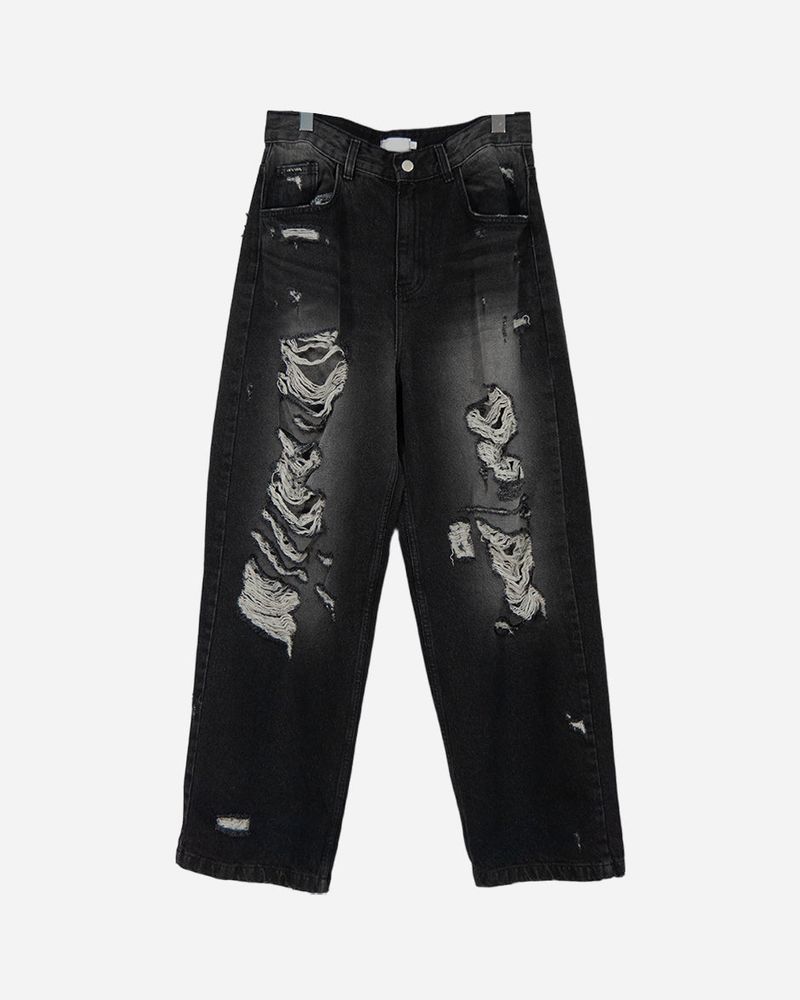 Destroyed brush denim pants