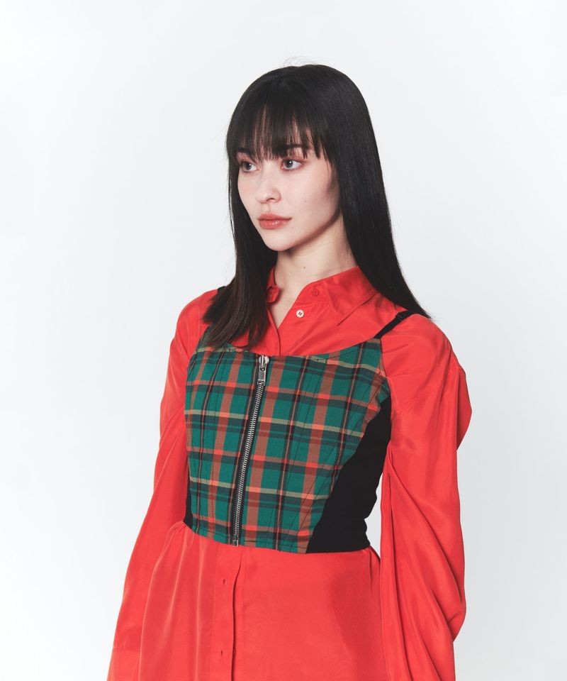 INPREP（インプレップ）の「マドライスチェックコルセットスリーブレス（トップス）」