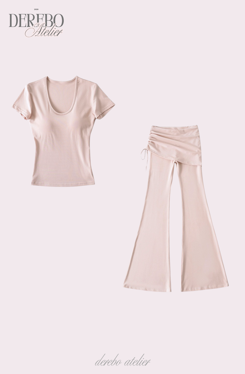Liiv short-sleeve cap training shirring pants set (LONG PANTS)