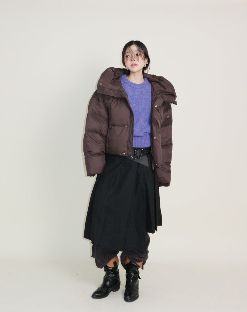Out String Winter High-Neck Duck-Down Padded Jacket (Light Padded)