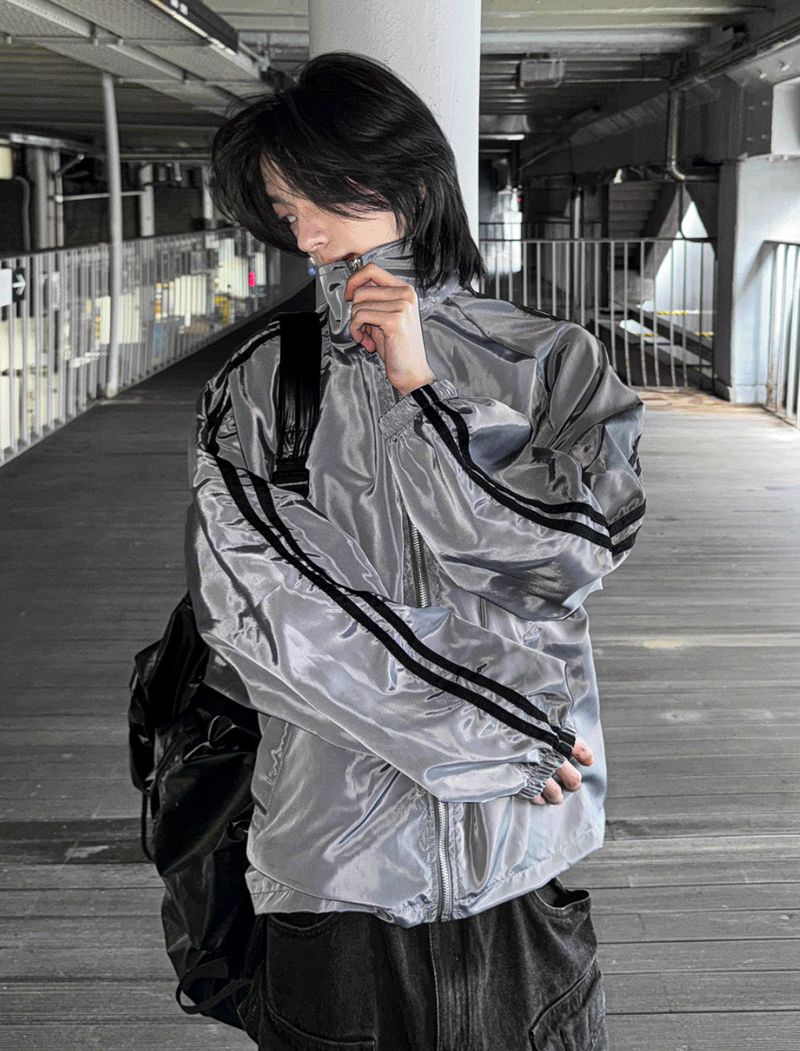 Lightweight High-Neck Side Track Wind Jacket