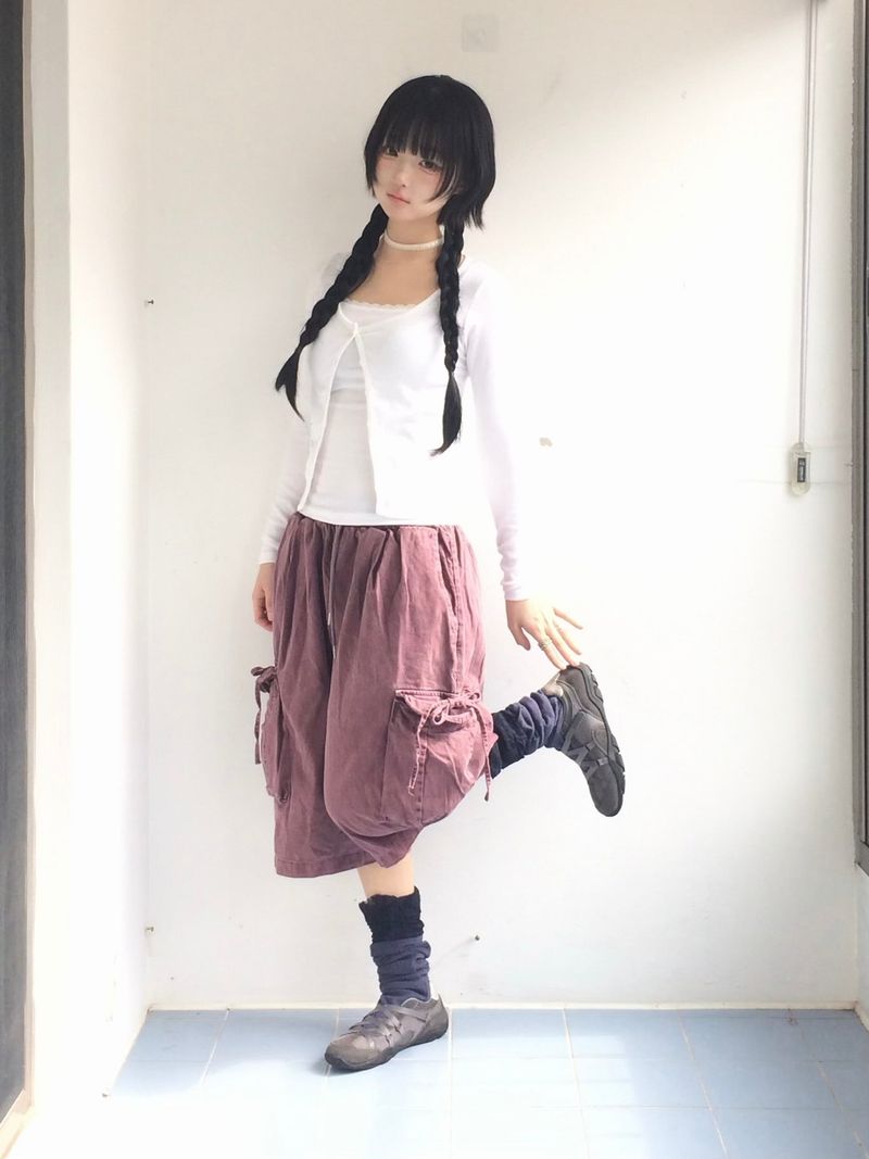 washing ribbon pocket cargo pants