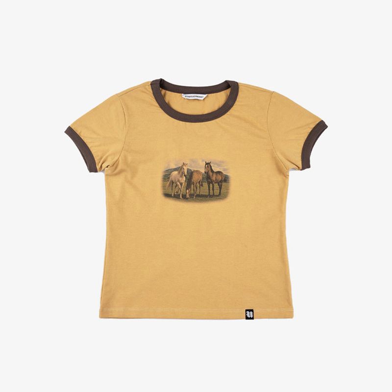 Horses Graphic Tee_Mustard