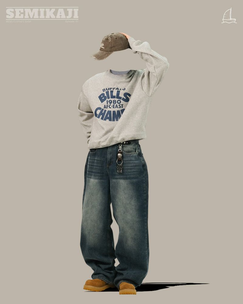 NU Wide Washing Denim Pants