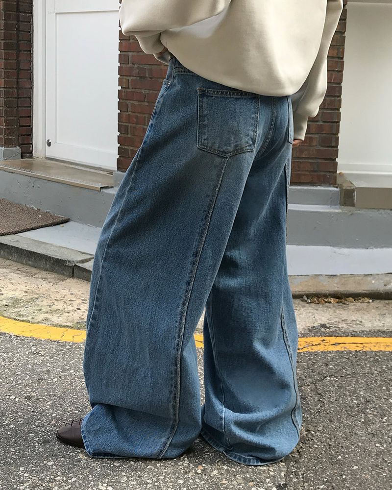 [ORIGINAL] Crew Contrast Wide Denim Pants