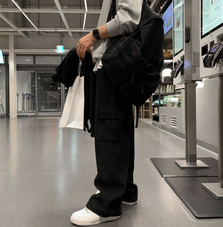 [In-house production]  First Corduroy Cargo String Wide Pants