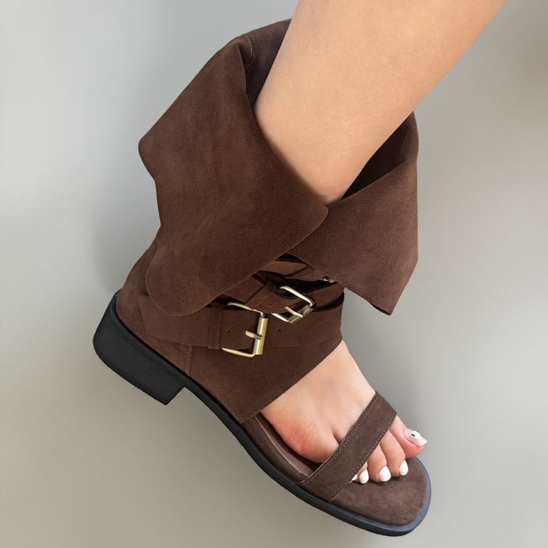 Log Open-toe Two-way Belt Summer Flap Boots