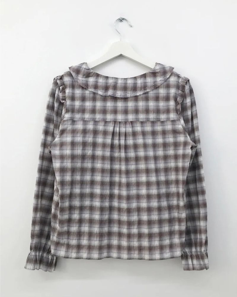Dinf Frill Check Blouse (1color)