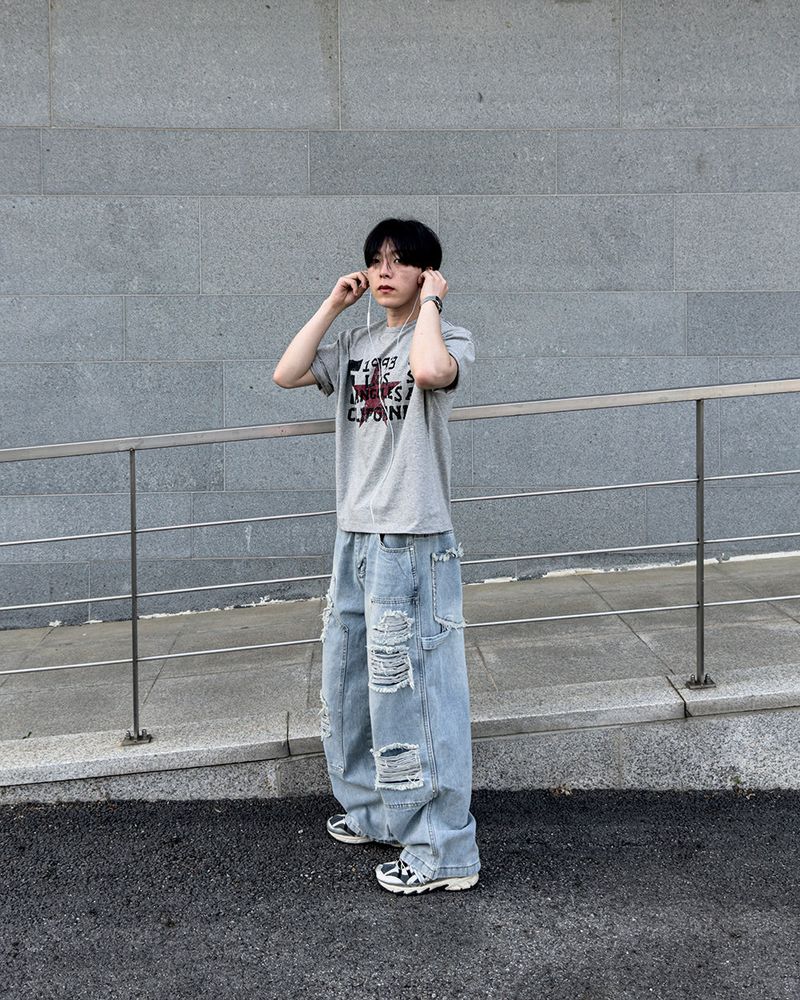 Devon Carpenter Wide Distressed Denim