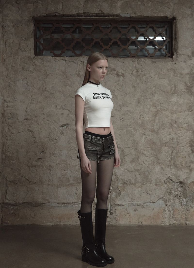Leather pocket micro shorts