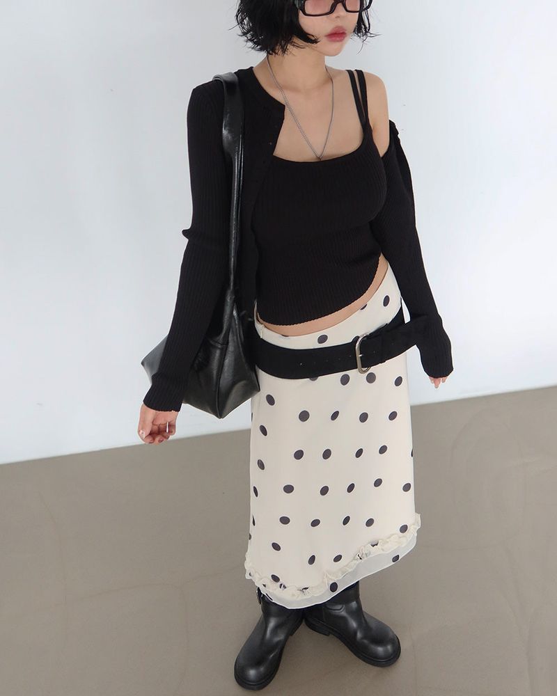 V-neck Knit Sleeveless Cardigan Set