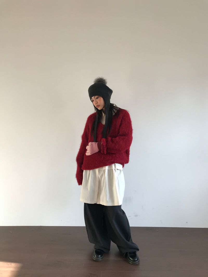 [MD Pick]Wool-Touch Brush V-Neck Knit (4 Colors)