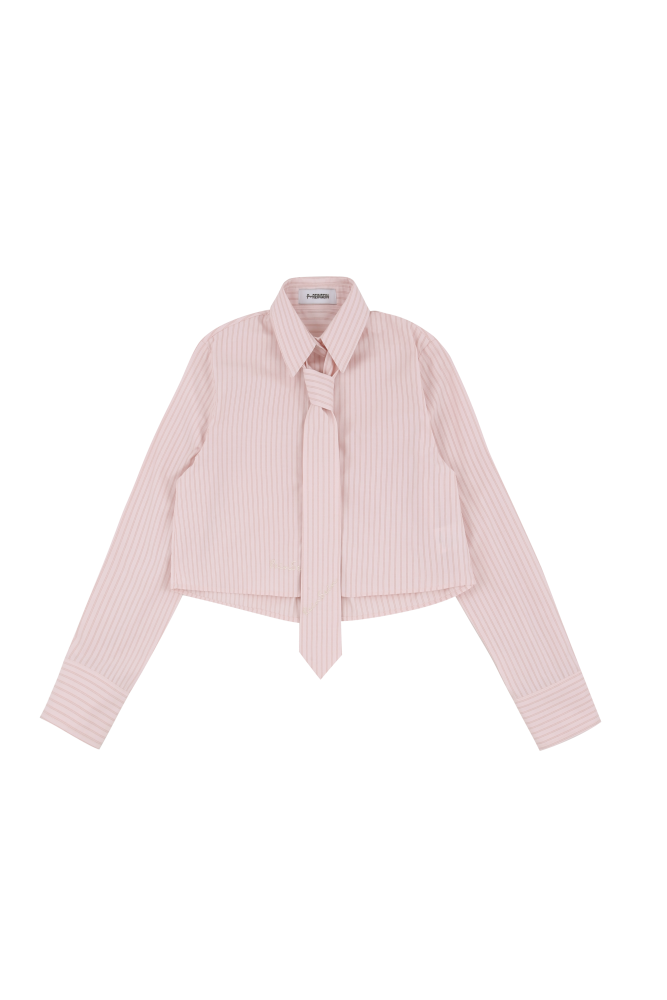 P:ReinSein(レインセイン)の「Pink stripe crop shirts & tie set(Tops)」