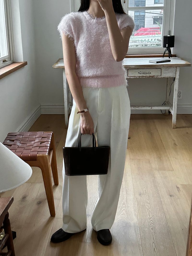 luch wool pintuck wide slacks