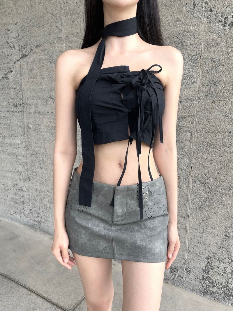 1012. Ribbon scarf top (3color)