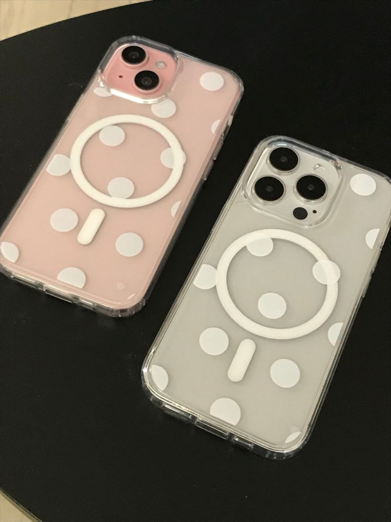 white dot magsafe jelly hard phone case
