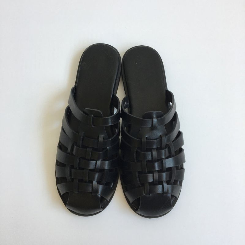 Woven leather slippers (2color)