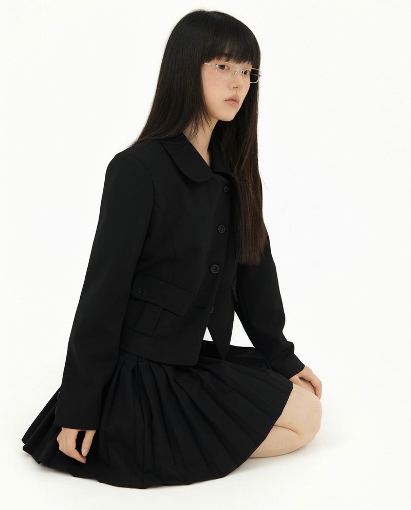 DIAGONAL TWO BUTTON PLEATS SK BLACK