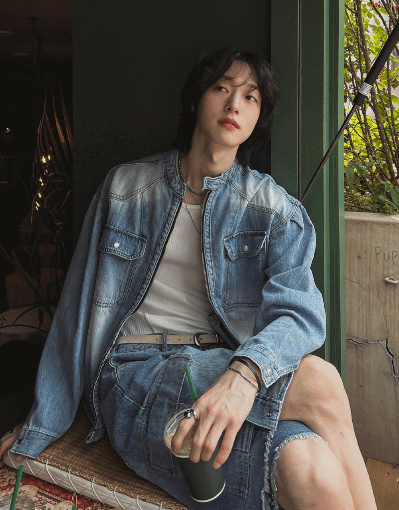 2PLAN（ツープラン）の「エバーグリーンクールデニムバイカージャケット (3 color)（Jackets/Outerwear）」