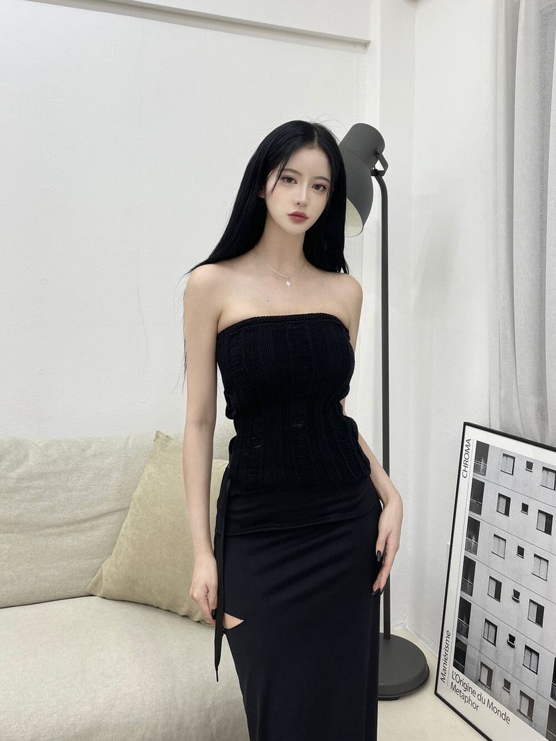 772. Strap slit maxy long sk (2color)
