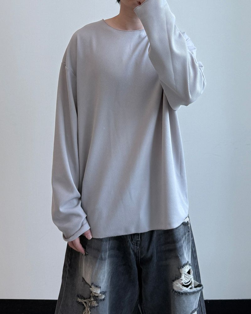 シアーローエッジワッフルロングスリーブ