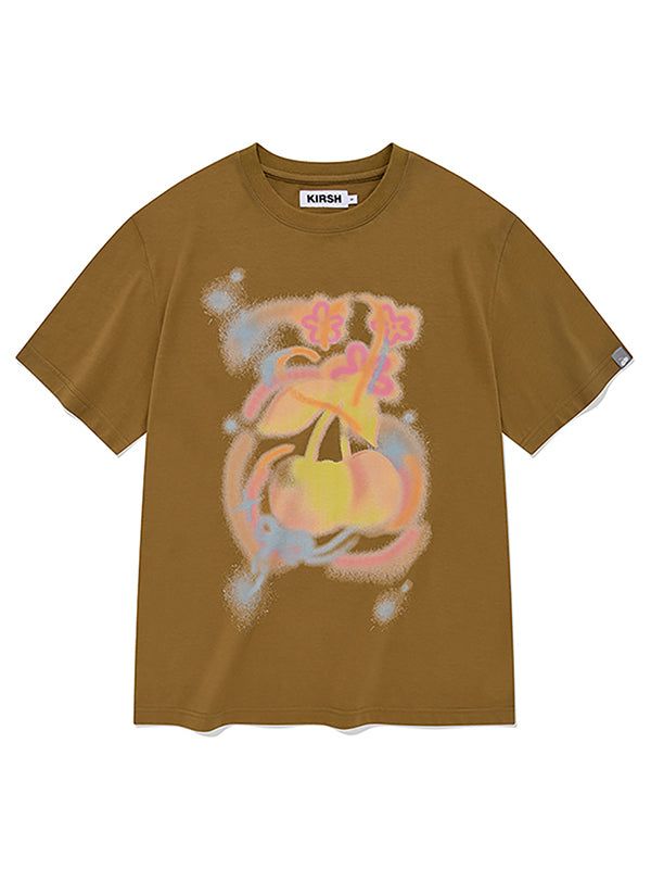 KIRSH（キルシー）の「CHERRY BLUR GRAPHIC T-SHIRT [KHAKI]（Tops）」