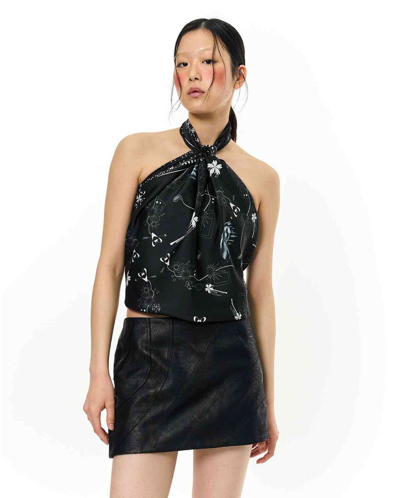 JOMO Motif Square Scarf _ Black