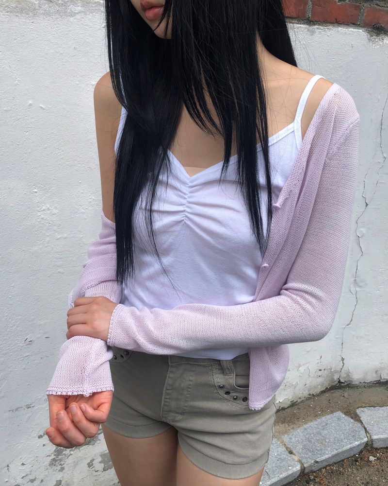 WONDER WONDER(ワンダーワンダー)の「Jenniz Shirred Strap Sleeveless Top(Tops)」