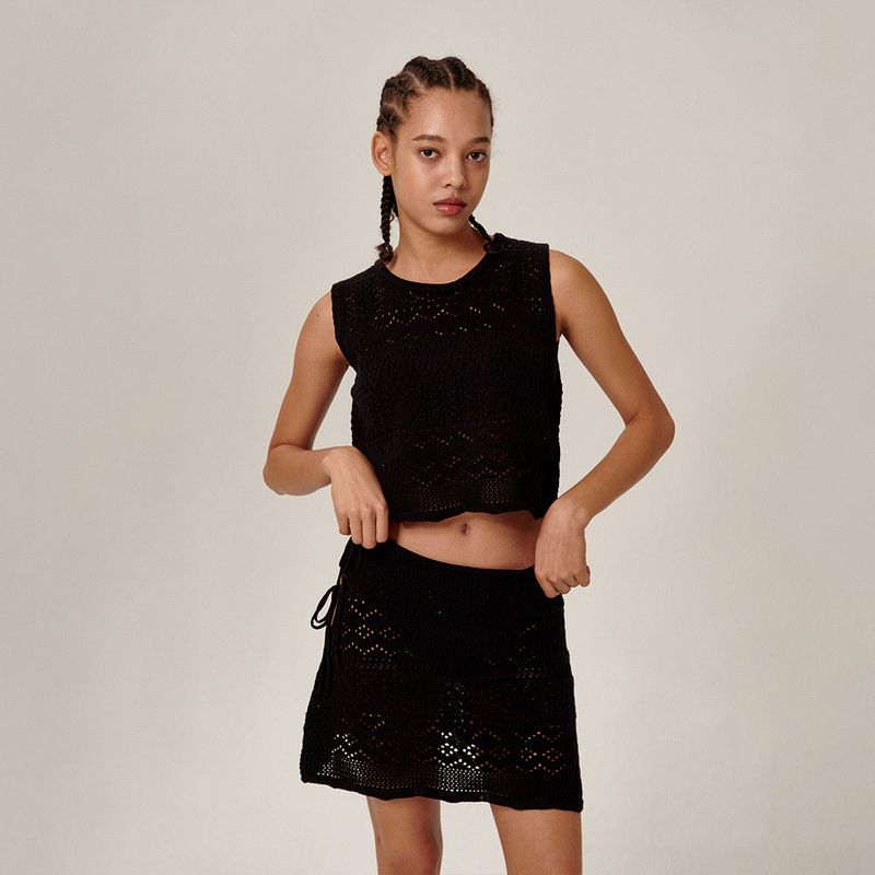 Tiki Knitted Sleeveless Black