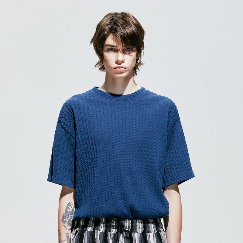 jacquard knit t-shirt blue