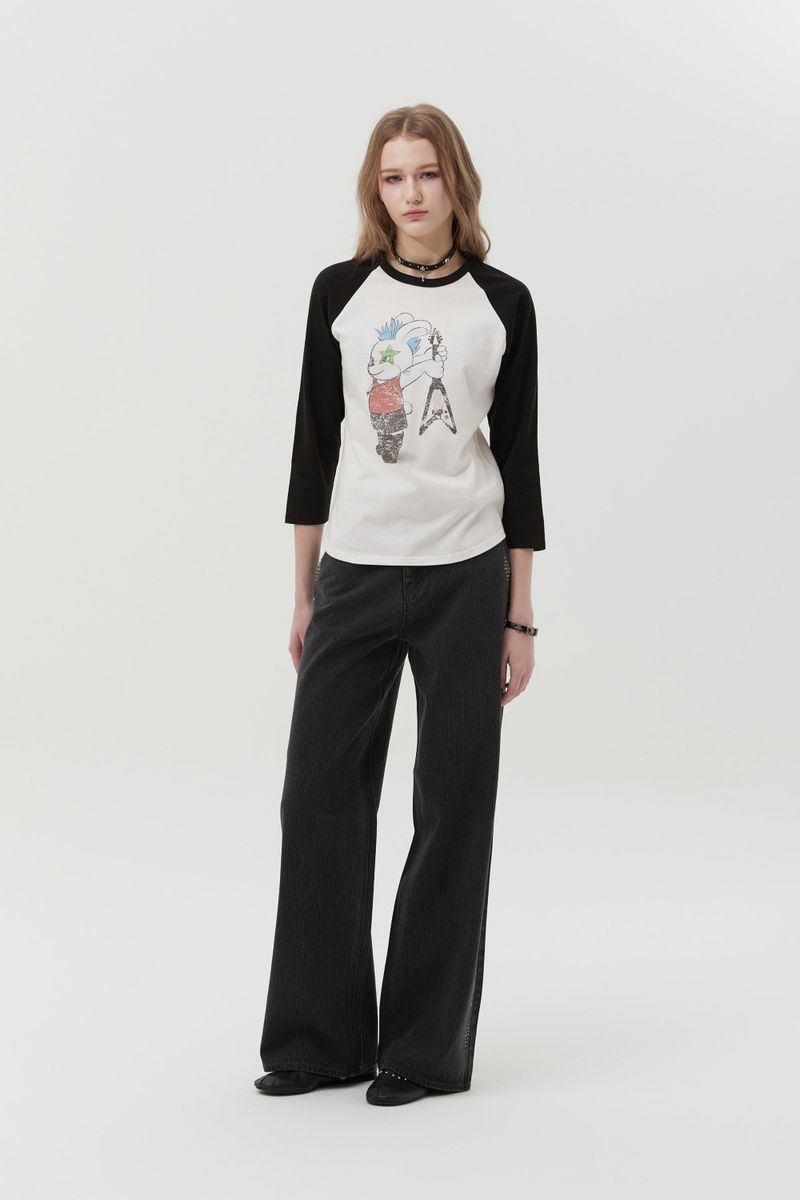 ROCKTTY BUNNY RAGLAN T-SHIRT [WHITE]