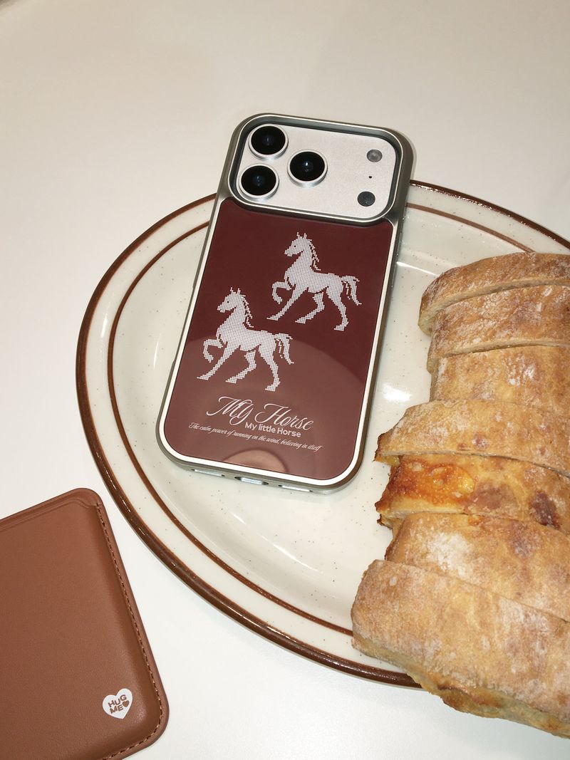 Pony Magsafe Silver Glass Bumper Case(Brown)