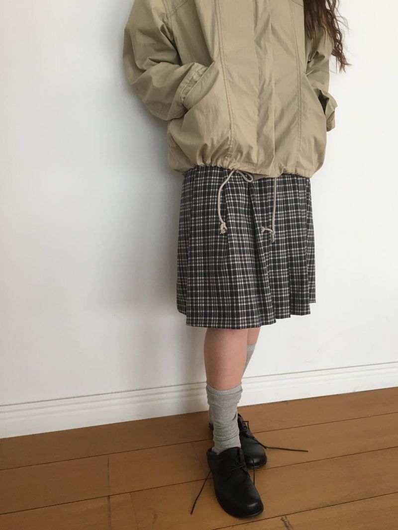 YWD プレイドプリーツスカート + ベルト (3color)