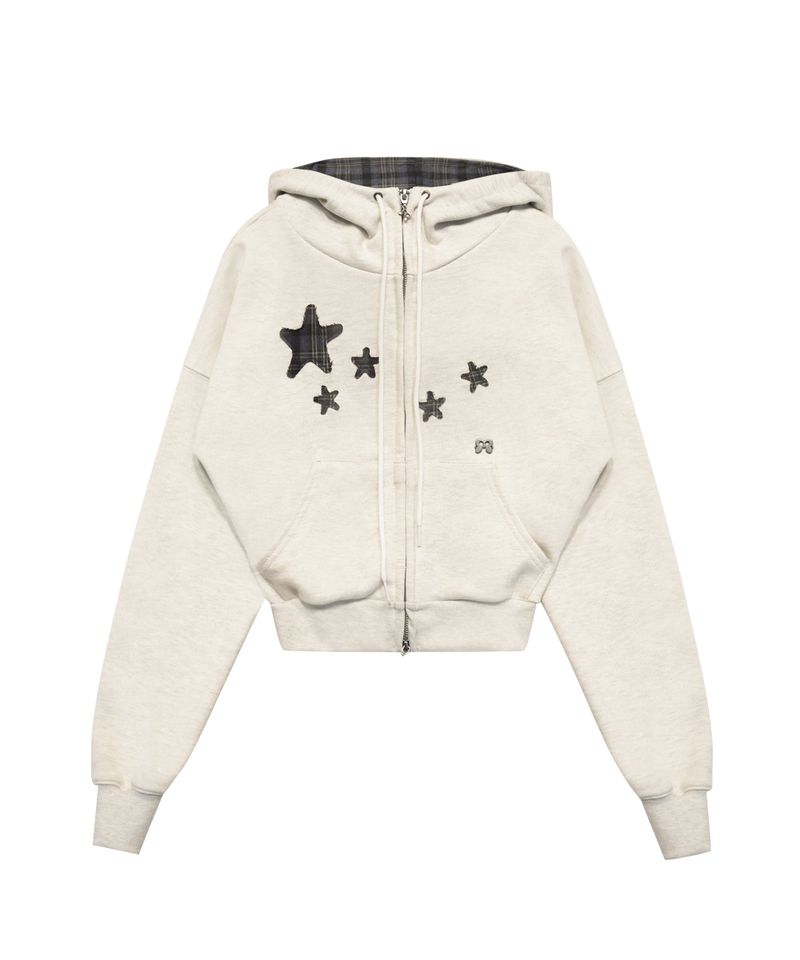 CONTRAST PATCH ZIP-UP OATMEAL