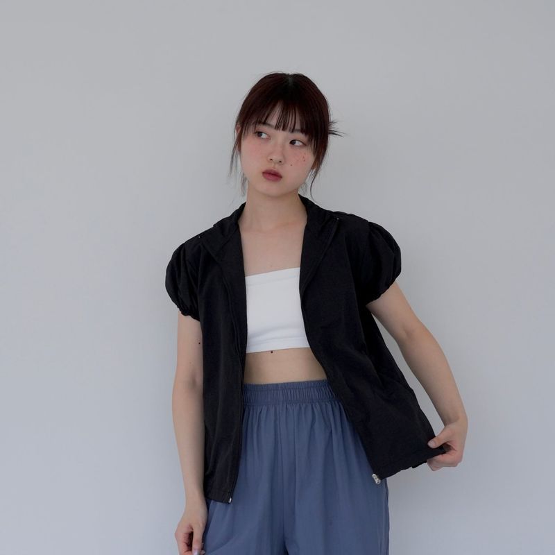 puff sleeve nylon tops