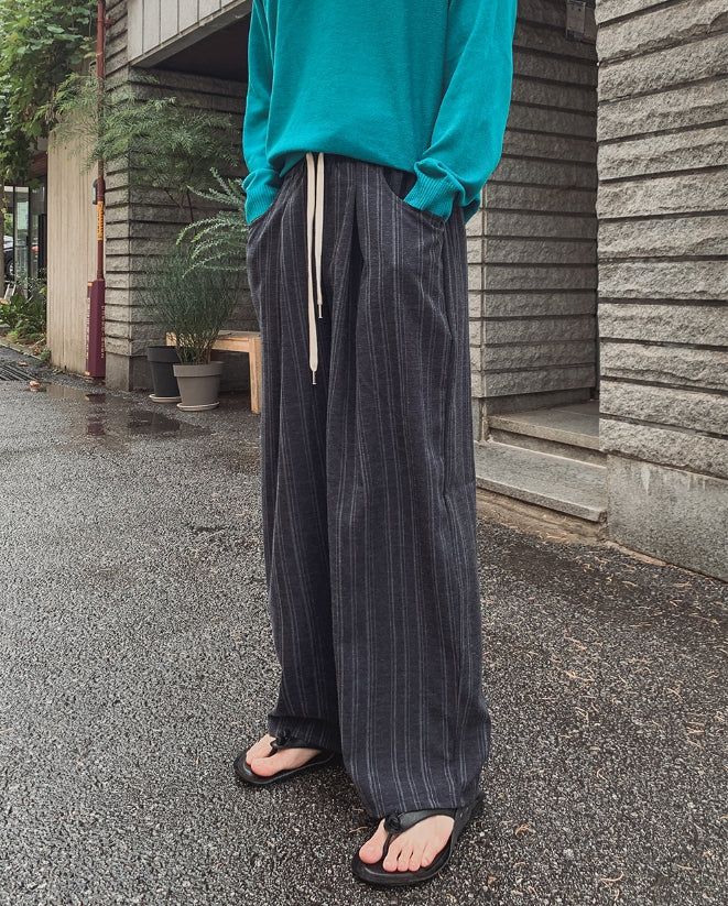 Seilen Stripe Banding Wide Slacks