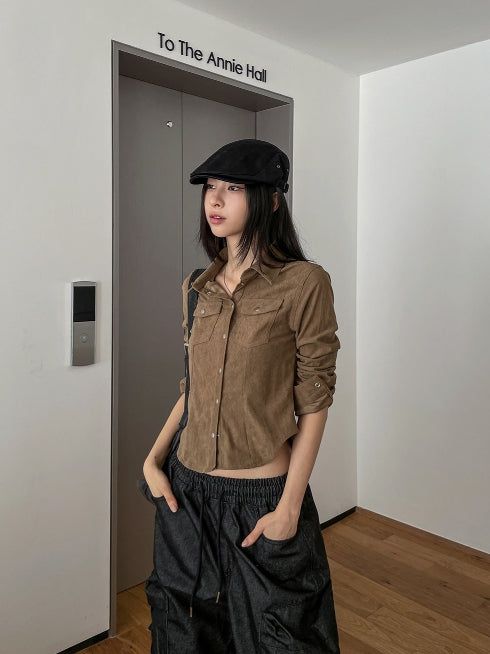 Ribbed slim-fit western shirt