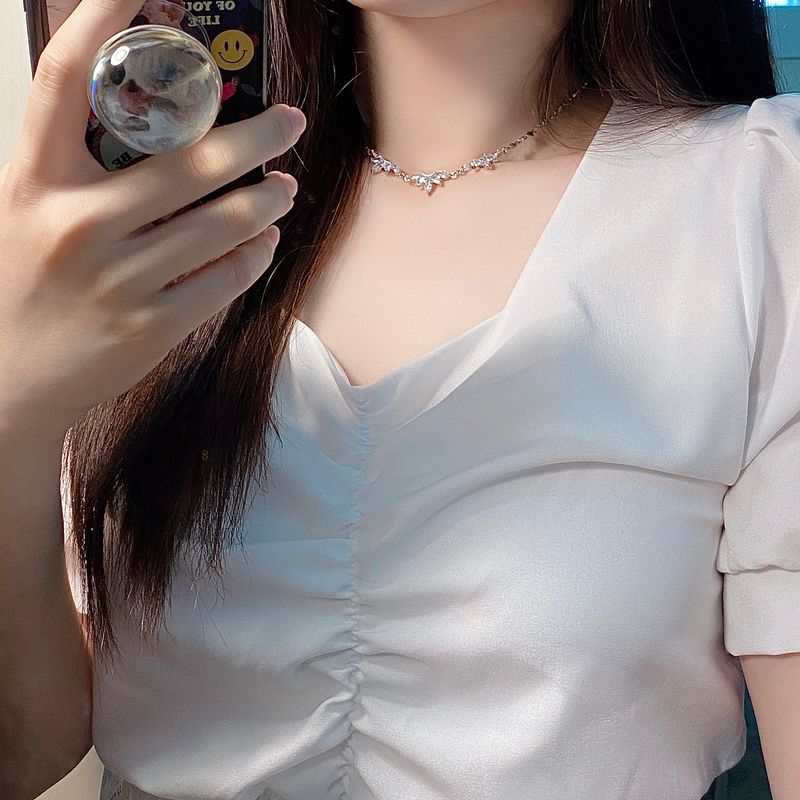 crystal crown heart chain necklace