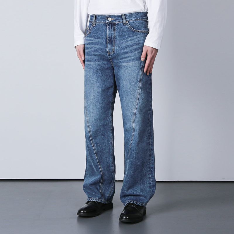 DIAGONAL ARC WASHED DENIM