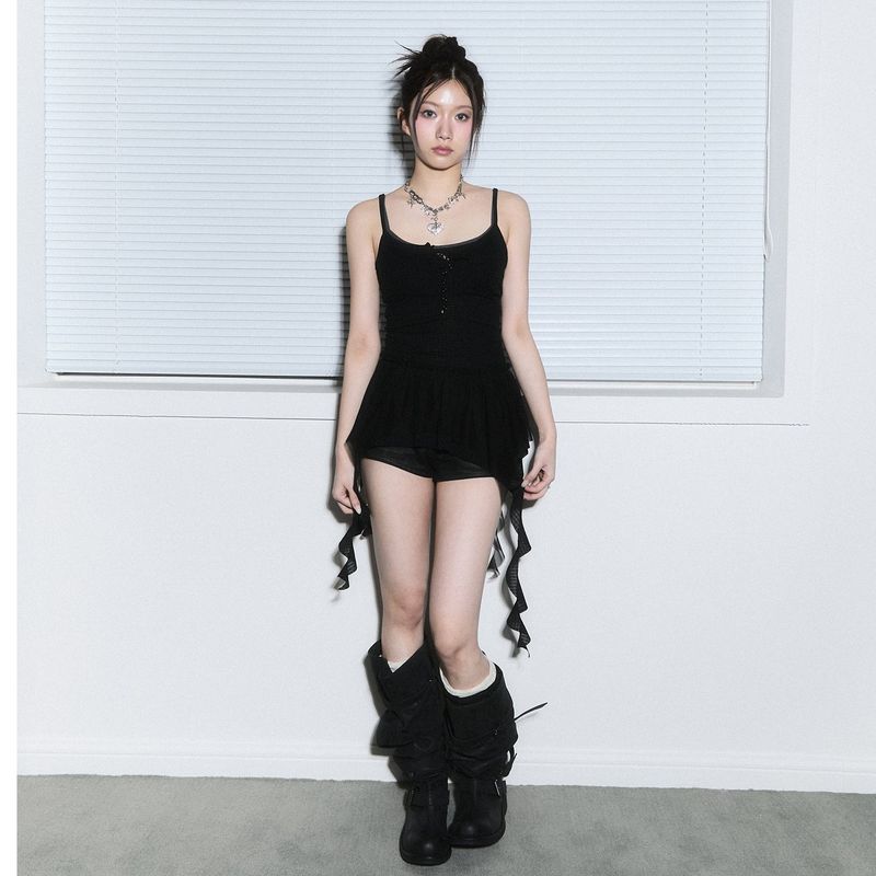 (2nd reorder) frill layered sleeveless - black