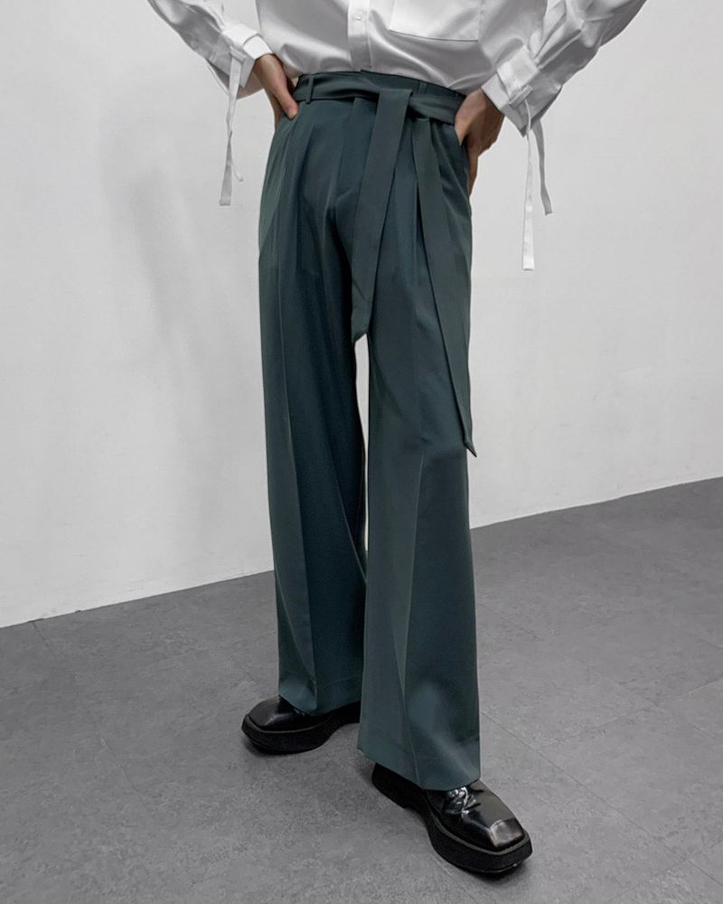 FL Belted Side Banding Wide Slacks (4 colors)