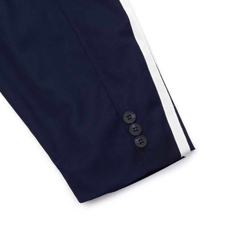 [UNISEX] Satin-Trimmed Padded Racing Jacket (Navy)