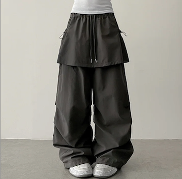 Log banding layered pocket skirt pants