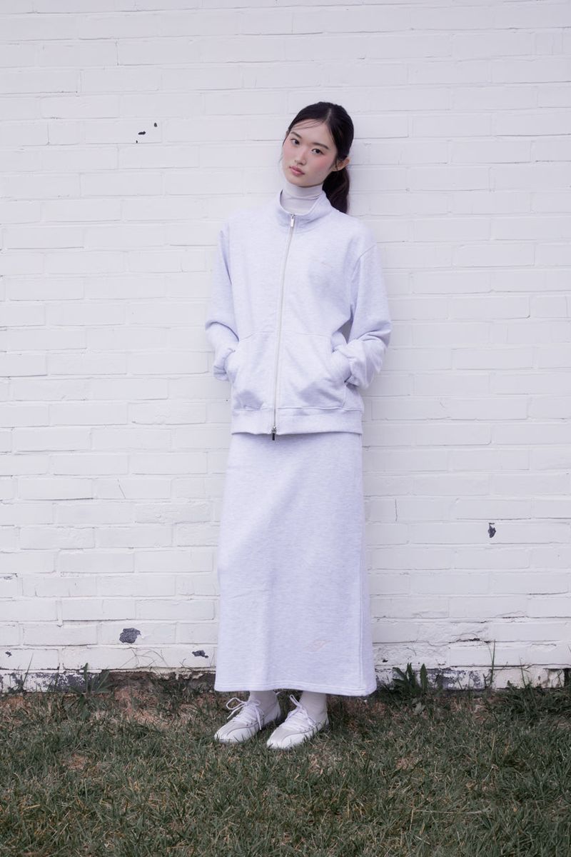 Lettering half neck two-way zip-up (W-MELANGE)